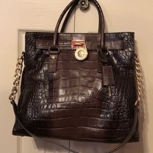 Michael Kors Hamilton Purse Brown Croco